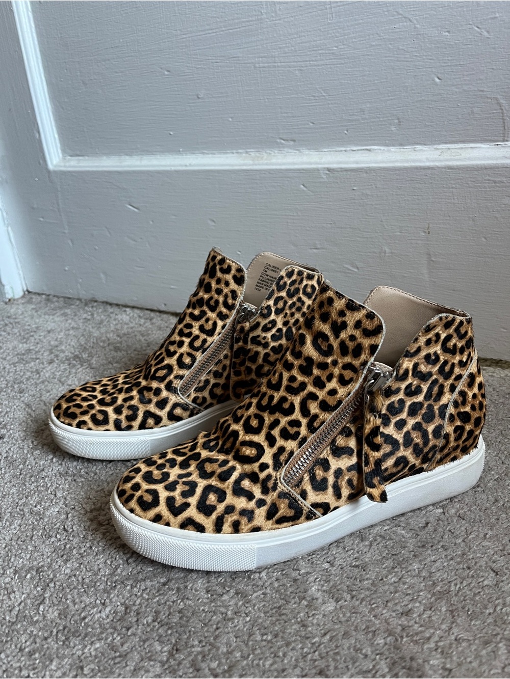 Steve Madden Leopard-Print High-Top Sneakers in Tan and Black